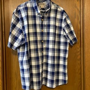 Duluth trading plaid blue & white